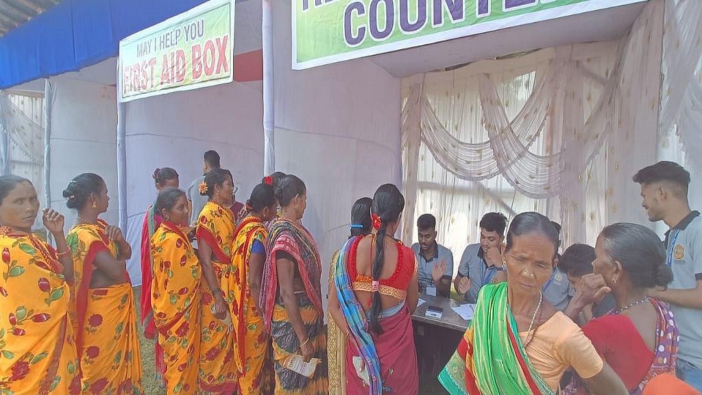 Women farmers from Odisha at the registration counter