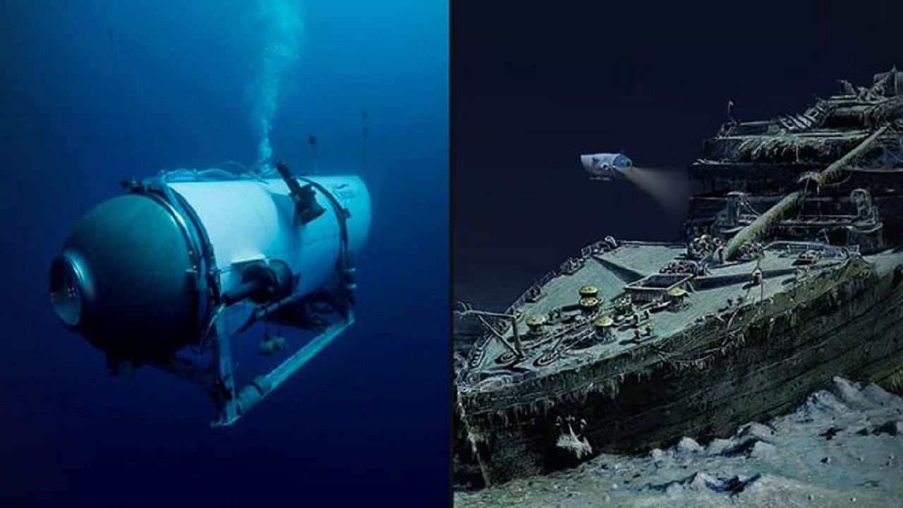 Titanic Submarine and Titanic wreckage (Photo Courtesy: Twitter/ @MrBlackOG)