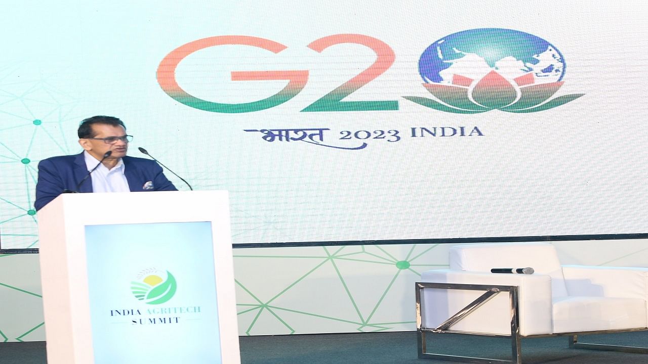 Amitabh Kant speaking at the G20 India Agri-tech Summit 2023 held in Delhi yesterday.