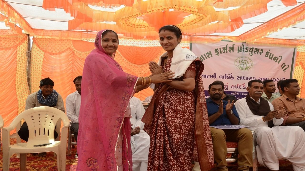 Women Farmer being awarded at the event.